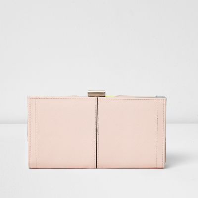 Pink multicoloured pastel clip top purse
